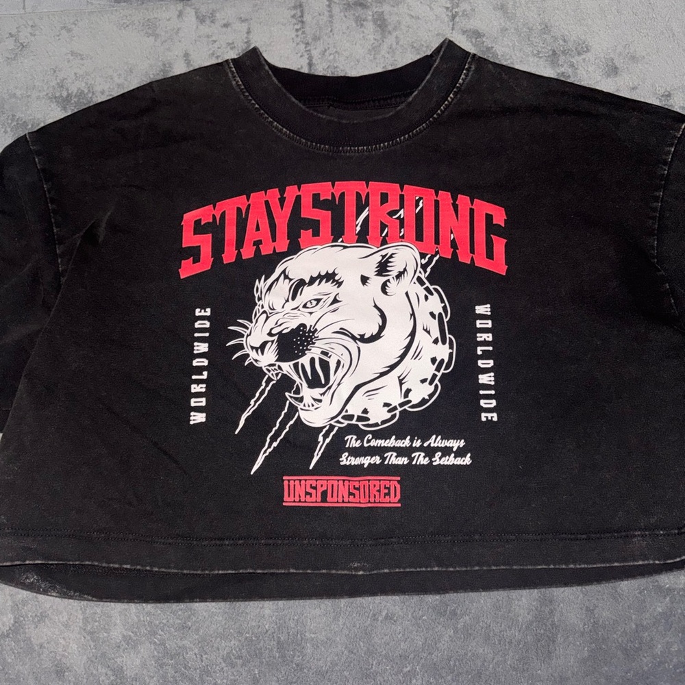 Black Crop Top with Red Graphic